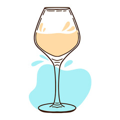 Vector illustration of a white wine glasses in hand drawn vintage engraving style. Logos, postcards and wine companies