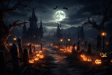 Fototapeta na wymiar Dark night halloween artwork illustration