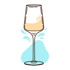 Vector illustration of a white wine glasses in hand drawn vintage engraving style. Logos, postcards and wine companies