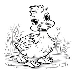 Fototapeta premium Beautiful Duck Coloring Page, Perfect Design For your Project and Creations, Ai Generative