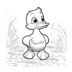 Beautiful Duck Coloring Page, Perfect Design For your Project and Creations, Ai Generative