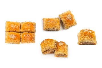 Delicious sweet baklava isolated on white background.