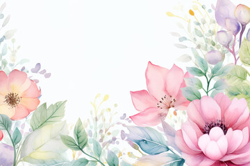 Soft Floral Harmony: Watercolor Botanical Illustration Background