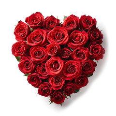 Heart of red roses. Bouquet of red roses in heart shape.