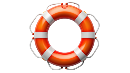 Isolated Grungy Lifebuoy Or Life Preserver With Rope On Transparent Background