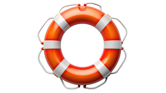 Isolated Grungy Lifebuoy Or Life Preserver With Rope On Transparent Background