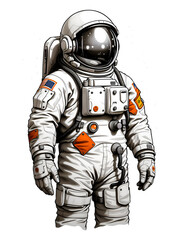 Simple astronaut in space in space suit. astronait illustration for t-shirt print transparent image, alien, artistic, artwork, astronaut, cadet, caricature, cartoon, character, cheerful, clip, cosmona - obrazy, fototapety, plakaty