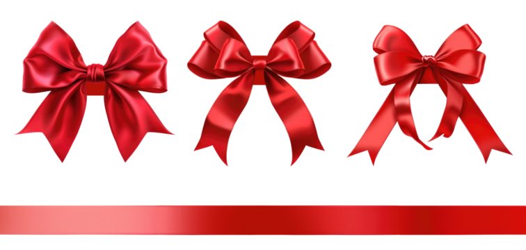 Realistic red ribbon and bow isolated on transparent - Powered by Adobe