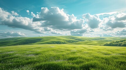 Serene Grassy Landscape Under a Clear Sky Generative AI