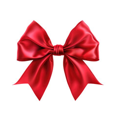Beautiful red satin gift bow, isolated on transparent