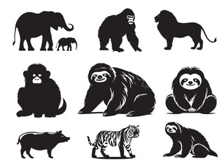 Set of animal silhouettes