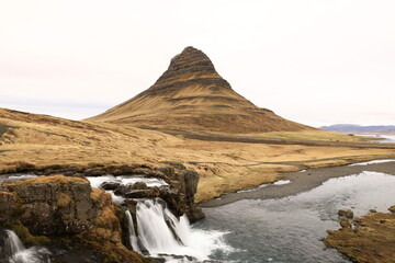 Kirkjufellsfossar is a waterfall in West Iceland on the Snæfellsnes peninsula