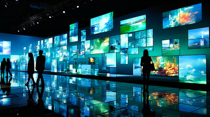 Modern Entertainment Show with Vibrant Lights, Interactive Technology, and Creative Design