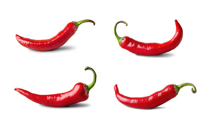 red chili or chilli cayenne pepper isolated on transparent  background - obrazy, fototapety, plakaty