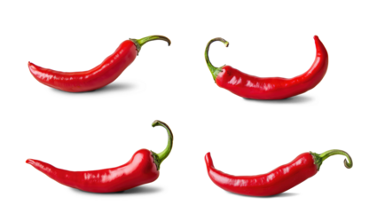 red chili or chilli cayenne pepper isolated on transparent  background