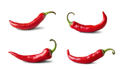Zelfklevend Fotobehang Hete pepers red chili or chilli cayenne pepper isolated on transparent  background