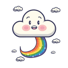 Playful Cloud with a Rainbow Tail