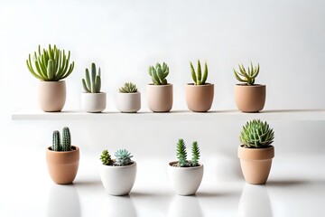 succulents types of small mini plant in modern ceramic nordic vase pot as furniture cutout