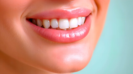 Woman smile with white teeth. Dentist. - obrazy, fototapety, plakaty