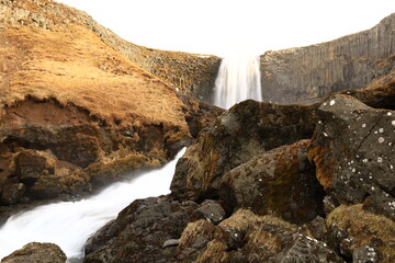 View on a waterfall in the Snæfellsjökull National Park, Iceland