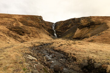 View on a waterfall in the Snæfellsjökull National Park, Iceland