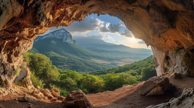 Stunning View of Devetaki Cave in Bulgaria Generative AI