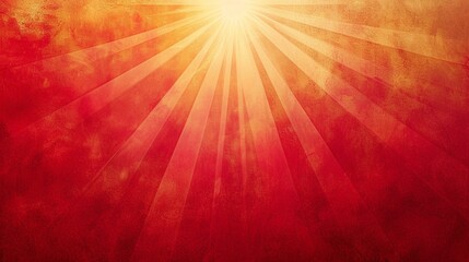 Rich red background with a gradient of golden rays, symbolizing warmth and positivity. [Rich red background with golden rays