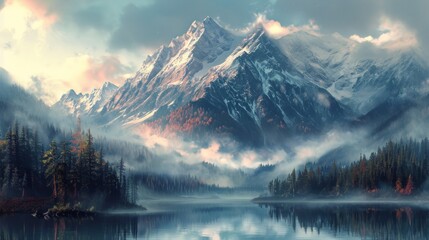 Majestic Mountain Landscape Generative AI