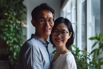 Asian couple's dynamic lifestyle blends heritage with modern innovation, crafting a captivating family narrative generative ai