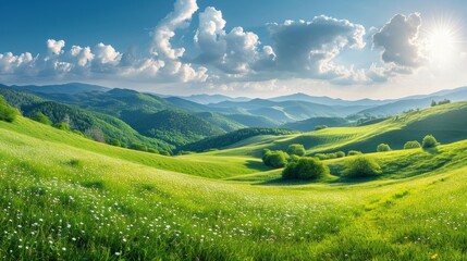 Obraz premium Panorama of Beautiful Countryside in Romania Generative AI