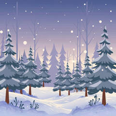 Snowy Pine Trees in a Winter Forest