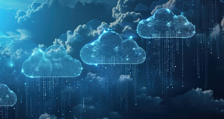 Fototapeta premium Cloud Networking, Crypto, AI, Firewall Network Security, Artificial Intelligence, Cyber Security, Cloud Managed, Circuit Board, AI Generated Art for Business and Technology