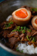 Close up of egg of asian food