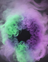 Purple background with green smoke