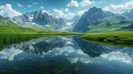 The serene expanse of a high mountain lake, its glassy surface mirroring the surrounding peaks on World Water Day