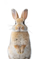 Obraz premium Studio portrait of a Mini Rex rabbit on a white background.
