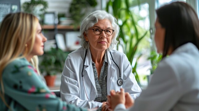 caring physician who counsels patients, focusing on dementia and Alzheimers awareness in a special memory care facility