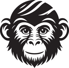 black and white monkey face vector illustration