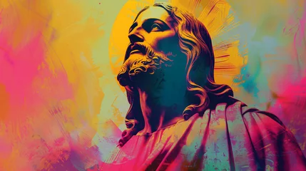 Fototapeten Colorful pop-art style jesus christ easter background © Verna