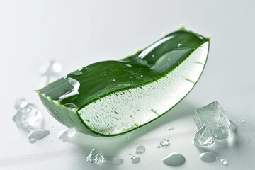 Aloe Vera Gel transparent, slightly green tinted smear against a white background