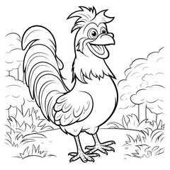 Beautiful Hen Coloring Page, Perfect Chicken Design For your Project and Creations, Ai Generative