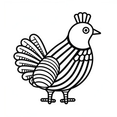 Obraz premium Beautiful Hen Coloring Page, Perfect Chicken Design For your Project and Creations, Ai Generative