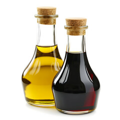 Artisanal olive oil and balsamic vinegar isolated on white background, cinematic, png
