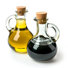 Artisanal olive oil and balsamic vinegar isolated on white background, cinematic, png
