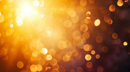 Golden glitter light, round bokeh abstract background