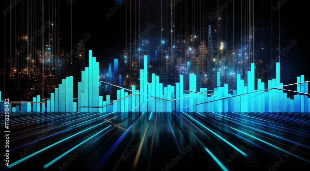 Poster background image with financial charts and graphs on dark backdrop.