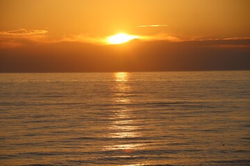 Sonnenuntergang am Strand von Westerland auf der Insel Sylt in Deutschland