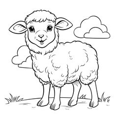 Beautiful Sheep Coloring Page, Perfect Design For your Project and Creations, Ai Generative