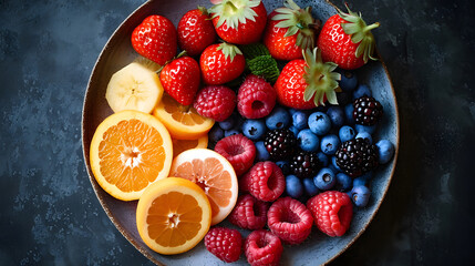 fresh tasty fruit selection on a plate