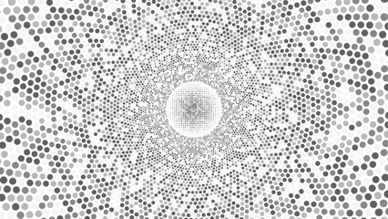 Silver dotted circle halftone pattern isolated on transparent background.